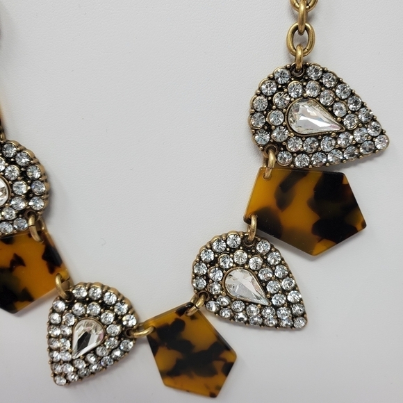J. CREW CRYSTAL KITE NECKLACE FAUX TORTOISE SHELL PEAR SHAPE RHINESTONE JEWELRY - Picture 4 of 11